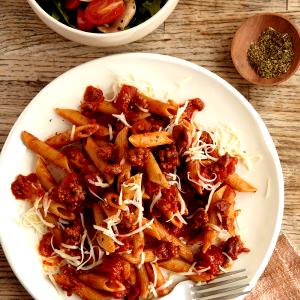 1 Cup Whole Wheat Pasta with Meat Sauce