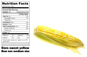 1 Ear Corn, Yellow, Raw