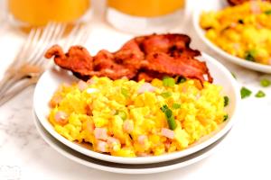 1 Extra Large Egg Omelet or Scrambled Egg with Ham or Bacon