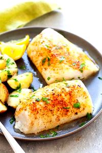 1 Fillet Pacific Cod (Fish) (Cooked, Dry Heat)