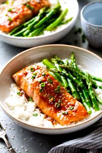 1 fillet with sauce (113 g) Teriyaki Atlantic Salmon