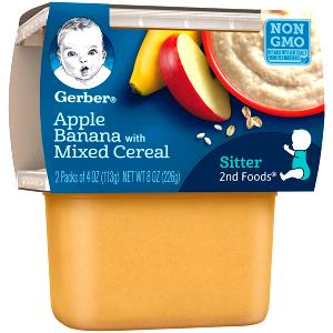 1 Gerber Third Foods Jar Serving (6 Oz) Baby Food Jarred Mixed Cereal with Applesauce and Bananas