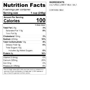 1 Guideline Amount Per Cup Hot Cereal 1% Fat Buttermilk