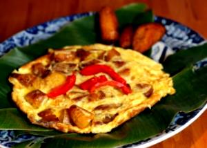 1 Large Puerto Rican Style Ripe Plantain Omelet (Tortilla De Amarillo)