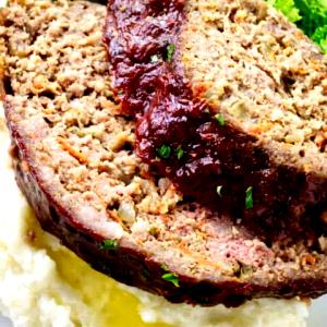 1 Large Slice Meat Loaf Made with Beef and Pork