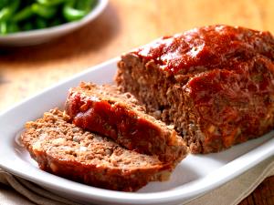 1 Large Slice Meat Loaf Made with Beef in Tomato-Based Sauce