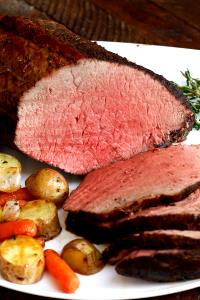 1 Lb Beef Tip Round (Trimmed to 1/4" Fat, Cooked, Roasted)