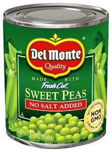 1 Lb Green Peas (No Salt Added, Solids and Liquids, Canned)