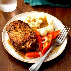 1 Lb Pork Chops (Sirloin, Boneless, Lean Only, Cooked, Braised)