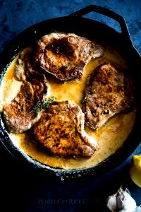 1 Lb Pork Chops (Top Loin, Boneless, Cooked, Braised)