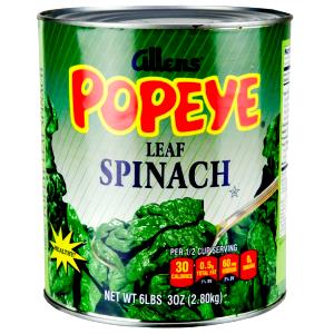 1 Lb Spinach (Solids and Liquids, Canned)