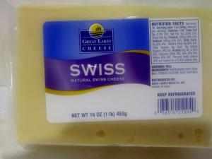 1 Lb Swiss Cheese (Low Fat, Pasteurized)