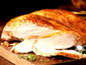 1 Lb Turkey Light Meat and Skin (Fryer-Roasters, Cooked, Roasted)