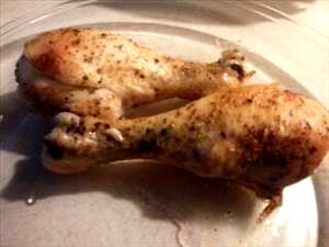 1 Leg, Bone And Skin Removed Chicken Leg Meat (Broilers or Fryers, Roasted, Cooked)