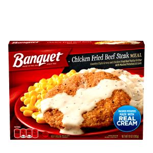 1 meal (461 g) Chicken Fried Beef Steak Frozen Dinner