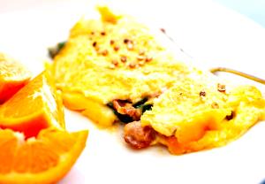 1 meal Cheese Omelet, Spinach, Salsa, Bacon