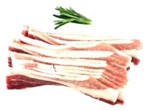 1 Medium Slice (yield After Cooking) Fresh Bacon or Side Pork