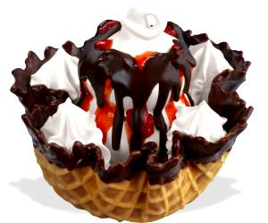 1 order (318 g) Chocolate Covered Strawberry Waffle Bowl Sundae