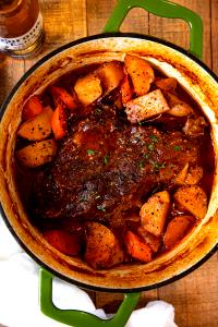 1 Oz Boneless Braised or Boiled Beef Pot Roast (Lean and Fat Eaten)