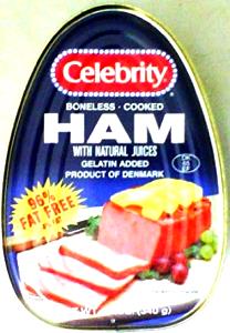 1 Oz Boneless Smoked or Cured Ham (Canned)