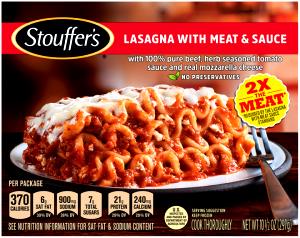 1 Oz Lasagna with Meat and Sauce Entree (Low Fat, Frozen)