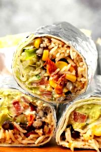 1 Oz Meatless Burrito with Rice, Beans, Cheese, Sour Cream, Lettuce, Tomato and Guacamole