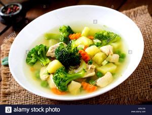 1 Oz Oriental Style Chicken Soup with Vegetables (Broccoli, Carrots, Celery, Potatoes and Onions)