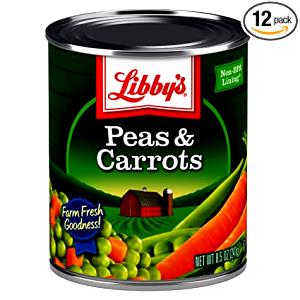 1 Oz Peas and Carrots (No Salt Added, Solids and Liquids, Canned)