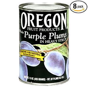 1 Oz Plums (Solids and Liquids, Light Syrup Pack, Canned)