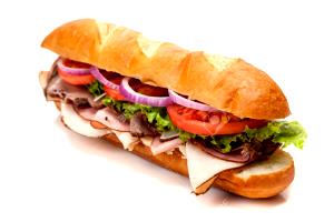 1 Oz Roast Beef Submarine Sandwich with Lettuce, Tomato and Spread