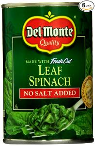 1 Oz Spinach (No Salt Added, Solids and Liquids, Canned)