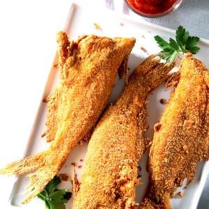 1 Oz, With Bone (yield After Cooking, Bone Removed) Baked Breaded or Battered Catfish