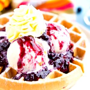 1 package (213 g) 7 Grain Waffles with Mango Blueberry Compote & Chicken Sausage