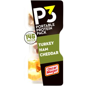 1 package (65 g) P3 Portable Protein Pack Deli Snackers Turkey Ham Cheddar