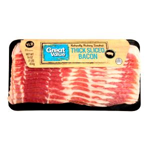 1 pan fried slice (14 g) Hickory Smoked Thick Sliced Bacon