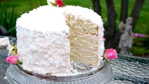 1 Piece (1/12 9" Dia) White Cake (with Coconut Frosting)