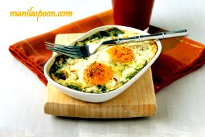 1 Portion Baked Spinach And Eggs