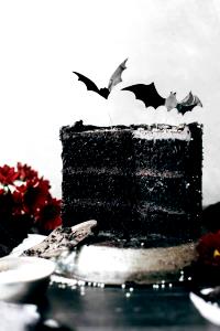 1 Portion Black Velvet Halloween Cake