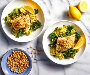 1 Portion Steamed Cod Over Greens