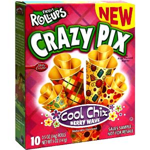 1 Roll Fruit Roll-Ups, Crazy Pix, Cool Chix Berry Wave