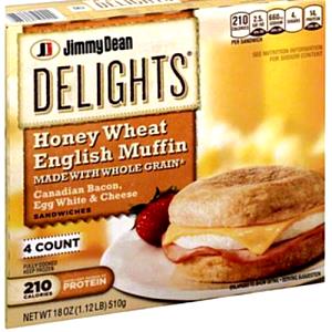 1 sandwich (128 g) Delights Honey Wheat English Muffin