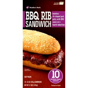 1 sandwich (184 g) BBQ Rib Sandwich