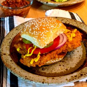 1 sandwich (242 g) Breaded Pork Fritter Sandwich