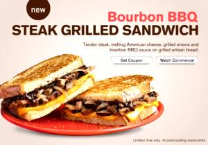 1 sandwich Bourbon BBQ Steak Grilled Sandwich