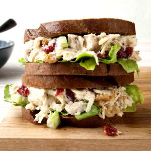 1 sandwich Cranberry Walnut Chicken Salad Sandwich with Herb Onion Focaccia