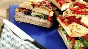 1 sandwich Grilled Chicken Caesar Sandwich with Herb Onion Focaccia