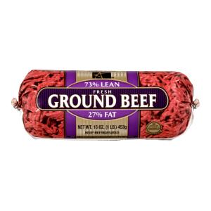 1 serving (1 oz) 73/27 Ground Beef Rinsed & Drained