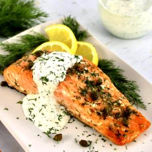 1 serving (10 oz) Salmon with Creamy Dill Sauce (2000)