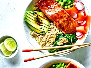 1 serving (100 g) Grilled Fresh Salmon Bowl