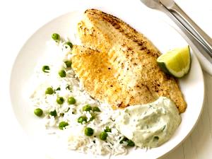 1 serving (11 oz) Grilled Tilapia with Rice Pilaf